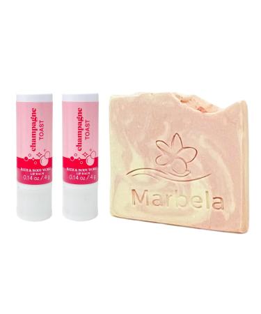Bath & Body Works Champagne Toast Lip Balm 2 Piece Set with a Himalayan Salts Springs Sample Soap