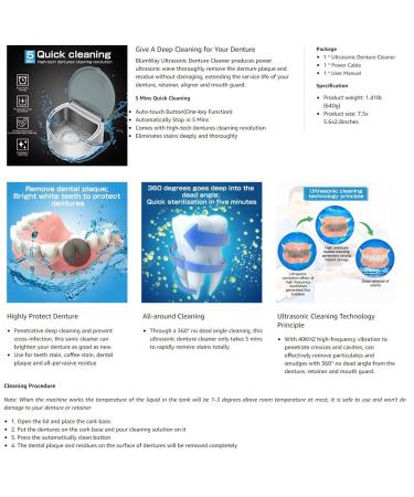 Professional Portable Ultrasonic Denture Cleaner - Efficient Stain Removal for False Teeth & Braces - Buy Online on GoSupps.com