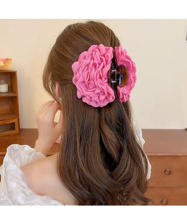 Large Camellia Flower Decor Hair Claw Back Head Bathing Hair Clip Anti-slip Hair Barrette Headdress Hair Accessories Pink - Buy Online on GoSupps.com