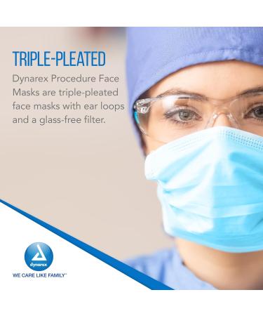 Buy Dynarex Procedure Masks - Disposable Triple-Pleated Face Masks with Ear Loops - 50 Blue Medical Masks for Hospital Use | Fast International Shipping - Buy Online on GoSupps.com