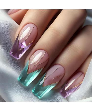Press on Nails Set - Colorful Irregular Nails Set | Cute User Friendly Fake Nails Supplies for Holiday Dates Birthday Parties - Buy Online on GoSupps.com
