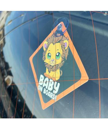 2 pcs Little Ducklings Baby on Board Car Sign with Suction Cups (Lion - Buy Online on GoSupps.com
