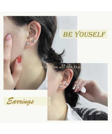 YienDoo Vintage Silver Punk Cross Star Dangle Drop Earrings | Rhinestone North Star Minimalist Huggie Hoops for Women - International Shipping Available - Buy Online on GoSupps.com