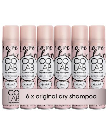 COLAB Dry Shampoo Original 200ml Pack of 6 - No Fuss All Hair Types Fresh Scent