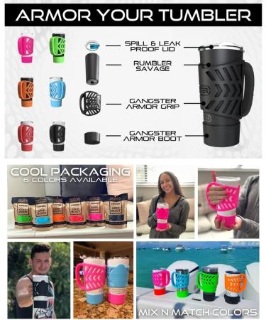 Gangster Armor Grip for 20 oz Tumblers - Silicone Handle Sleeve for Yeti, RTIC, Corkcicle Tumblers - Pink Boot Tumbler Bottom Rubber - Buy Online on GoSupps.com