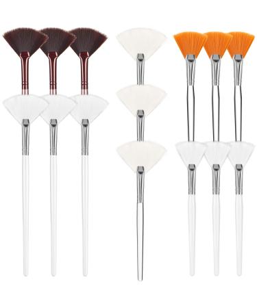 15PCS Facial Brushes Fan Mask Brushes, Soft Facial Applicator Brushes Tools Mask Acid Applicator Brush for Peel Glycolic Mask Makeup(5 Styles)