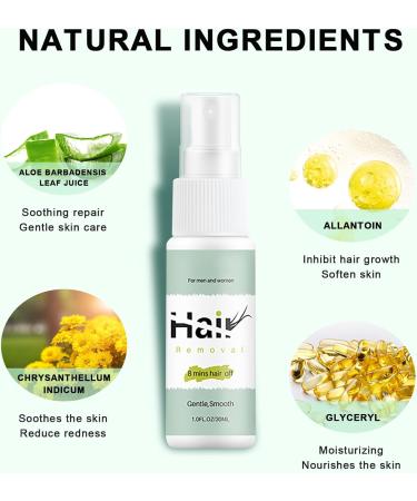  BROEYOUE 30ml hair removal spray 8-minute hair removal gently inhibits hair growth for underarms arms legs and the bikini area non-irritating hair removal products for men - Buy Online on GoSupps.com