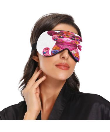 Floral Cowgirl Cat Sleep Mask | Soft Light Blocking Eye Mask for Travel Naps & Sleep - Adjustable Strap for Men & Women - Buy Online on GoSupps.com