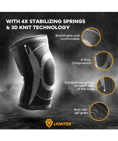 Knee Sleeve - Knee Brace for Men & Women | Four Spring Supports for Stability & Relief | Black Large | Sports & Activity Knee Protection - Buy Online on GoSupps.com