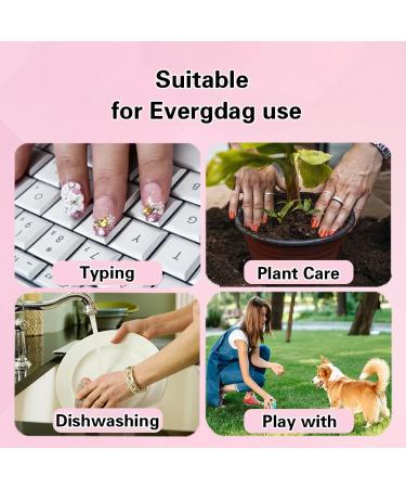 French Tip Press-On Nails | Medium Long Square Fake Nails | White Pink Bare Ballerina | Rhinestone Butterfly for Weddings & Birthdays - Buy Online on GoSupps.com