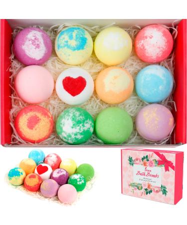 iHave Bath Bombs for Women, 12 Large Bath Bomb Set Bubble Bath Spa Gifts for Women, Natural Handmade BathBombs Rich in Essential Oils, Romantic Gifts for Her Large (Pack of 12)