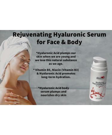 Hyaluronic Rejuvenating Serum for Face & Body | Natural Non-Greasy with Vitamin B5 & Niacinamide - 3.34 oz - Buy Online on GoSupps.com