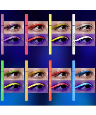 LOPHE Neon Liquid Eyeliner 8 Colors Waterproof Smudge Resistant Long Lasting Matte Set Colorful Fluorescent Rainbow Eyeliner Glow in UV Liner Pen Eye Guide Makeup - Buy Online on GoSupps.com