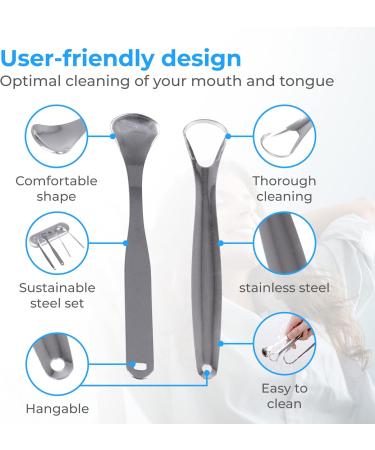 Nuvance 3-in-1 Tongue Cleaner Set | Effective Tongue Scraper for Bad Breath & Oral Care - Buy Online on GoSupps.com