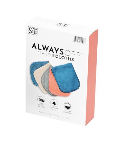 S&T Always Off Reusable Makeup Remover Cloths - 5 Pack | 6''x12'' Solid & Print - Eco-Friendly Waves - Buy Online on GoSupps.com