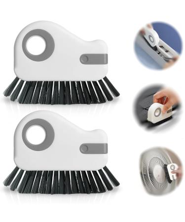 Agamino 2 in 1 Groove Cleaning Brush Window Track Cleaning Tools 2PCS Multifunction Hard Bristle Crevice Cleaning Brush with Hidden Scraper Crevice Cleaning Brush for Tracks Door Groove Kitchen