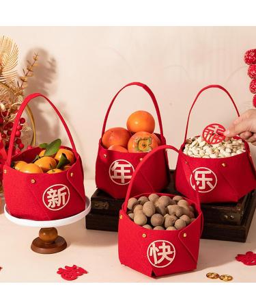 New Year Candy Basket - Festive Candy Gift Basket Non-Woven Fabric DIY Candy Basket Candy Tray for Home Kitchen New Year Jmedic - Buy Online on GoSupps.com