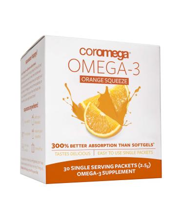 Coromega Omega-3 Orange Squeeze 30 Packets (2.5 g) Each