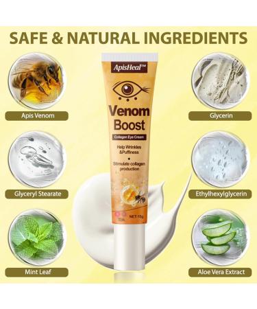 dooeka ApisHeal VenomBoost Collagen Eye Cream Eye Cream Anti Aging ApisHeal Instant Eye Firm Cream Instant Reduces Under Eye Bags Dark Circles Puffiness Anti Aging Fine Lines (1 Bottle) - Buy Online on GoSupps.com