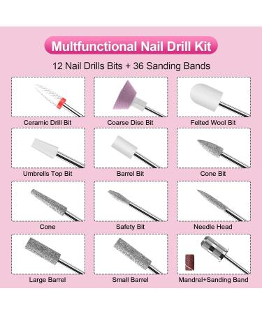 Electric Nail Files Professional Portable Nail Drill for Acrylic and Gel Manicure Pedicure Set with Rechargeable Base for Nail Enthusiasts - Buy Online on GoSupps.com