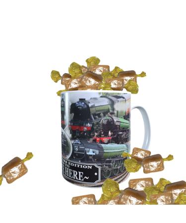 Classic Iconic Steam Locomotive Trains Personalised Mug with Choice of Sweets Gift