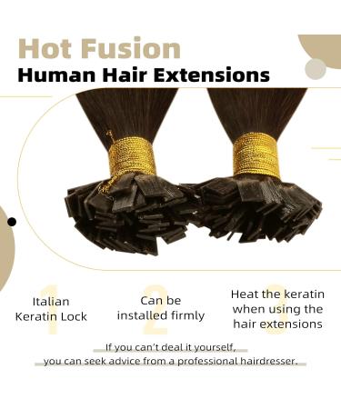 Ugeat Keratin Hair Extensions - 40cm Flat Tip Dark Brown 50g Real Human Hair 16 Inch Bonding Extensions - Buy Online on GoSupps.com