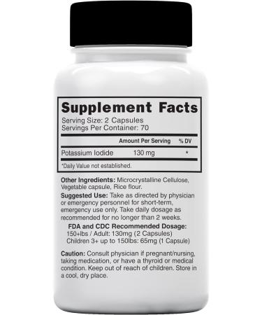 Potassium Iodide Capsules 130mg (2 Pack) - 280 Capsules | EXP 10/2032 - Ki Pills for Thyroid Support - YODO Naciente - Buy Online on GoSupps.com