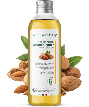 Huile V g tale BIO d'Amande douce 100ML - Hydrate la peau et redonne de l' clat aux cheveux - Certifi e COSMOS - Sans Conservateur - Pratiques agricoles durables - Entreprise Fran aise Amande douce 100 ml (Lot de 1) - Buy Online on GoSupps.com