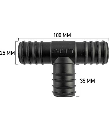 Pisces Barbed Hose 'T' Pond Tube Connector - 25mm x 25mm x 25mm - Buy Online on GoSupps.com