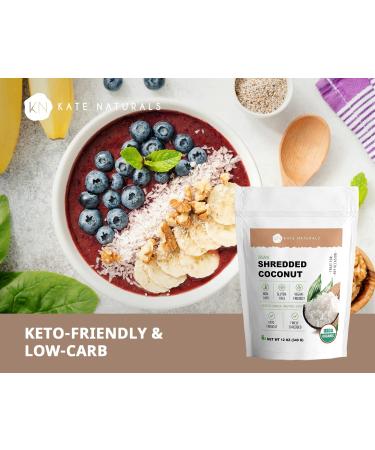 Kate Naturals Organic Shredded Coconut Flakes (12 oz) - Unsweetened, Non-GMO, Gluten-Free - Ideal for Vegan Baking, Granolas, and Macaroons - Buy Online on GoSupps.com