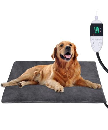 ENJOY PET Dog Heating Pad, Pet Heating Pad with 12 Level Timer and Temperature, Indoor Pet Heating Pads for Cats Dogs with Chew Resistant Cord, Electric Pads for Dogs Cats, Long-Time Working Pet Heated Mat Large: 28" x 18"