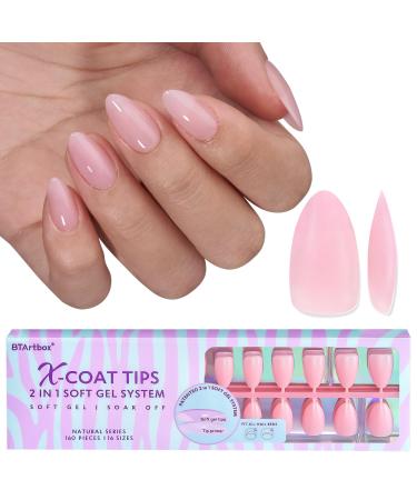 Bartbox Short Almond Press on Nails Soft Gel Nail Tips Full Cover Nageltips Short Nagel Tips for Geln gel Pre-Designed Xcoattips pink short artificial fingernails for nail extensions short almond pink1 - Buy Online on GoSupps.com