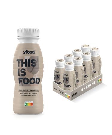 YFOOD Drink Cold Brew Coffee delicious drinking meal for on the go this is food drink 23g protein 26 vitamins and minerals 8 x 330ml taste coffee including 2.00 Pfand cold brew coffee (deposit) 330 ml (8 Pack)