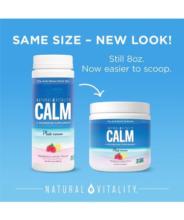 Natural Vitality Raspberry Lemon Calm Plus Calcium Drink Mix - 8 oz | Relax & Replenish - Buy Online on GoSupps.com