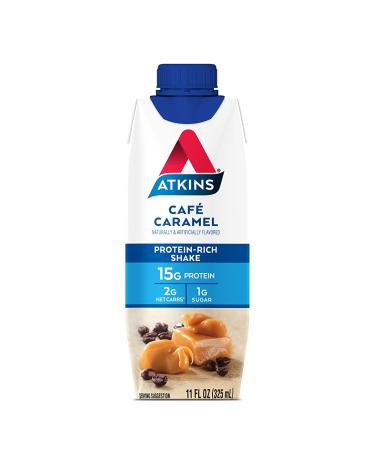 Atkins Gluten Free Protein Shake Cafأ© Caramel - Pack of 4, 11 Fl Oz Each - Buy Online on GoSupps.com