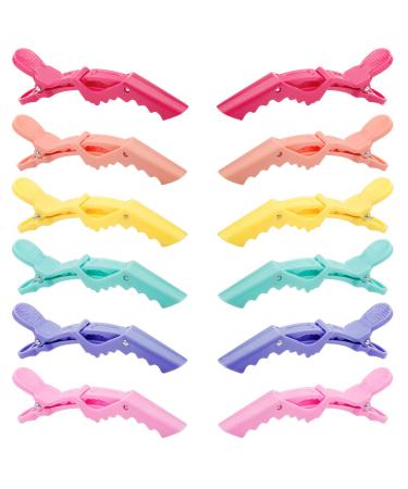 GLAMFIELDS 12 pcs Alligator Hair Clips for Styling Sectioning, Non-slip Grip Clips for Hair Cutting, Durable Women Professional Plastic Salon Hairclip with Wide Teeth & Double-Hinged Design