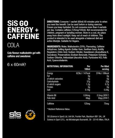  Science in Sport Science in Sport Go Isotonic Energy Caffeine Gel 60 ml - Cola - Pack of 6 - Buy Online on GoSupps.com