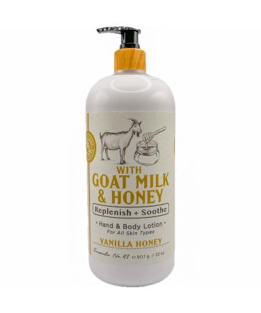 GOAT MILK & HONEY BODY & HAND LOTION VANILLA HONEY FOR ALL SKIN TYPES 32 oz