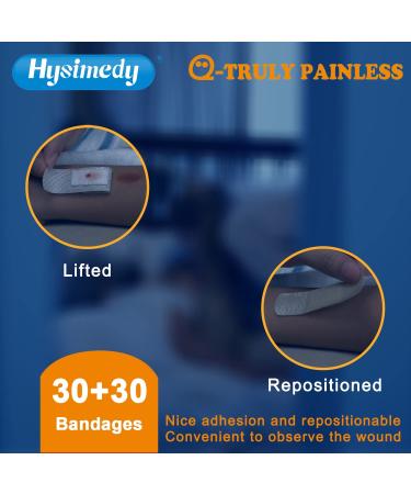 Hysimedy Silicone Bandages for Sensitive Skin - Pain-Free Bandaids for Kids and Elderly - Hypoallergenic Flexible Fabric - 0.75''x3'' (60 Counts) - Buy Online on GoSupps.com