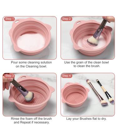 Foldable Silicone Makeup Brush Cleaner Bowl - Portable Etercycle Tool for Brushes Puffs & Sponges (Pink) | International Shipping - Buy Online on GoSupps.com
