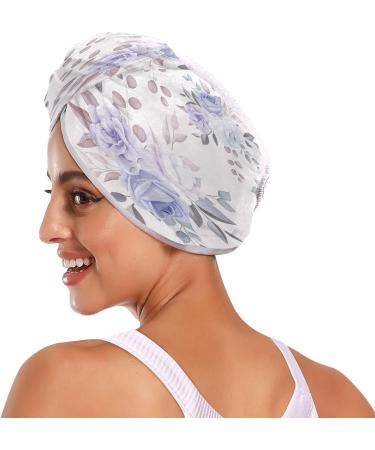 Buy Romantic Flower Dry Hair Cap | 2 Piece Quick Drying Towel Set with Button Headband - Super Absorbent & Comfortable - Buy Online on GoSupps.com