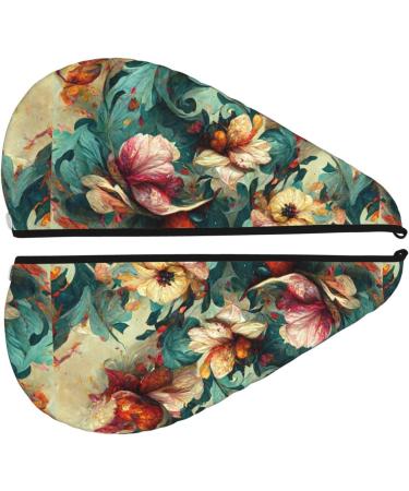 Artistic Abstract Flower Microfiber Hair Towel - Super Absorbent Quick Dry Wrap for Long Curly Thick Hair | Soft Coral Velvet for Women - Buy Online on GoSupps.com
