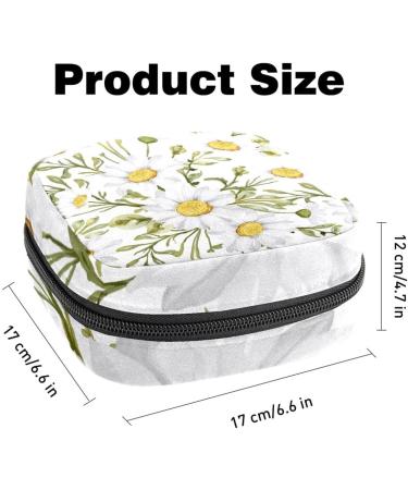 MUOOUM Menstrual Pad Bag - White Daisy Design - Multi-Colored - Sanitary Napkin & Tampon Collection Bag for Women & Girls - Buy Online on GoSupps.com