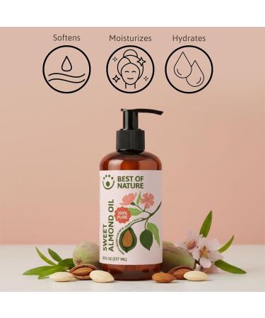 Best of Nature 100% Pure Sweet Almond Massage & Body Oil Deep Moisturizing Unscented Oil for Hair Skin Face & Aromatherapy Ideal Carrier Oil for Essential Oils (8 fl oz) 8 Fl Oz (Pack of 1) - Buy Online on GoSupps.com