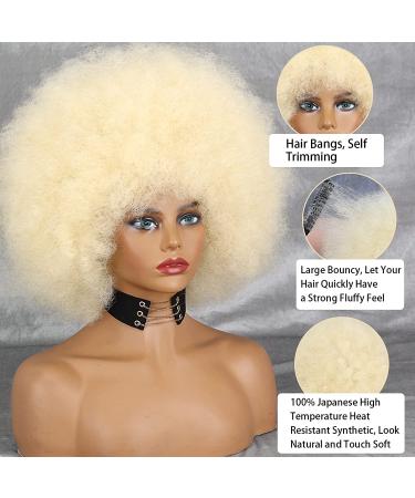 XINRAN 70s Blonde Afro Wigs for Black Women - Natural Curly Beige Blonde Hair - Buy Online on GoSupps.com