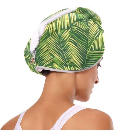 Tropical Green Palm Leaves Hair Towel 2 Pack | Super Absorbent Quick Dry Hair Turbans for Women & Girls - Buy Online on GoSupps.com