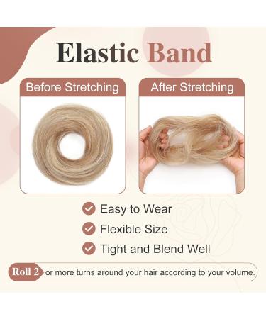 Elailite Updo Hair Buns Scrunchies Extensions Hair Pieces Donut Hair Chignons For Women - 100% Real Remy Human Hair Straight Hair VOLUMINOUS - Mix #12/613 Golden Brown & Bleach Blonde Straight Mix #12/613 Golden Brown & Bleach Blonde - Buy Online on GoSupps.com