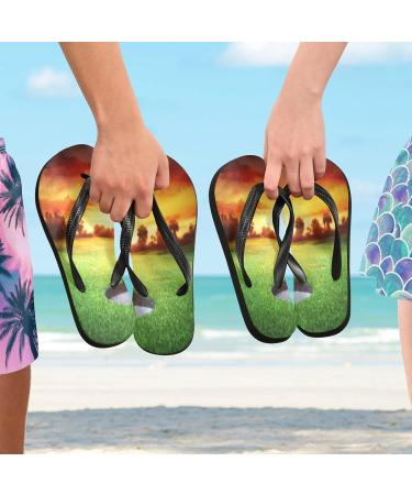 Mnsruu Sport Golf Ball Sunset Flip Flops | Men's & Women's XXL Sandals for Home Hotel Spa & Travel - Buy Online on GoSupps.com