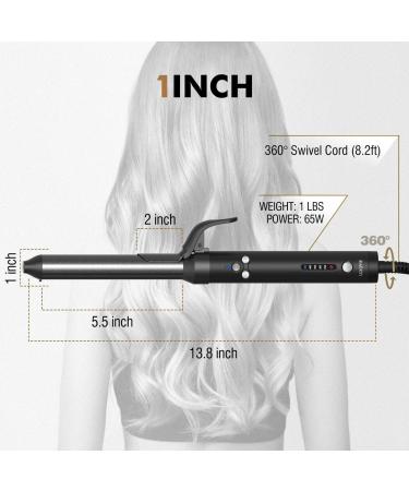 Rotating Curling Iron 1 Inch | Automatic Professional Curler for Beach Waves & Instant Heat | Ideal for Short & Long Hair - Black - Buy Online on GoSupps.com