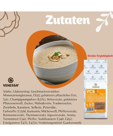 Venessa VCS 1 Mushroom Soup 1 kg Trial Pack Instant Creamy Soup with Fine Mushroom Taste Soluble and High Yield For Automatic Soup Maker - Buy Online on GoSupps.com
